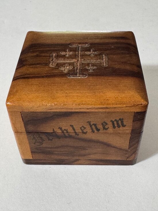Bethlehem Other - Handcrafted Olive Wood Keepsake Rosary Box Jerusalem Cross Bethlehem Israel 2"